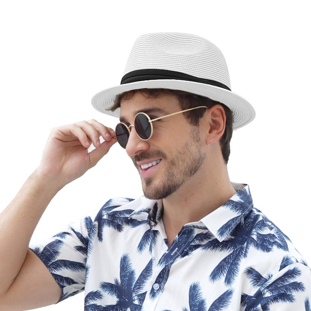 5289 Panama Hat Straw Fedora Hat Packable Short Brim UPF 50+ UV Sun